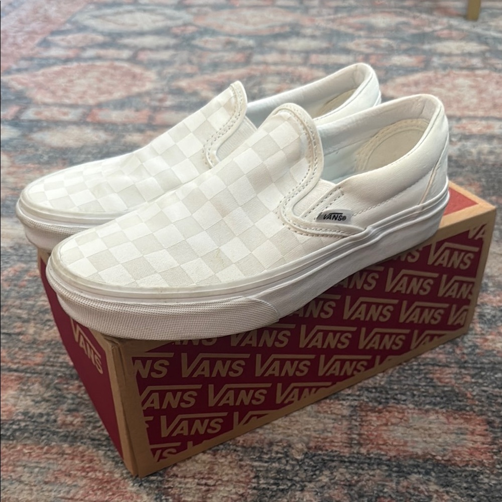 Vans Classic White Checkered Slip-Ons